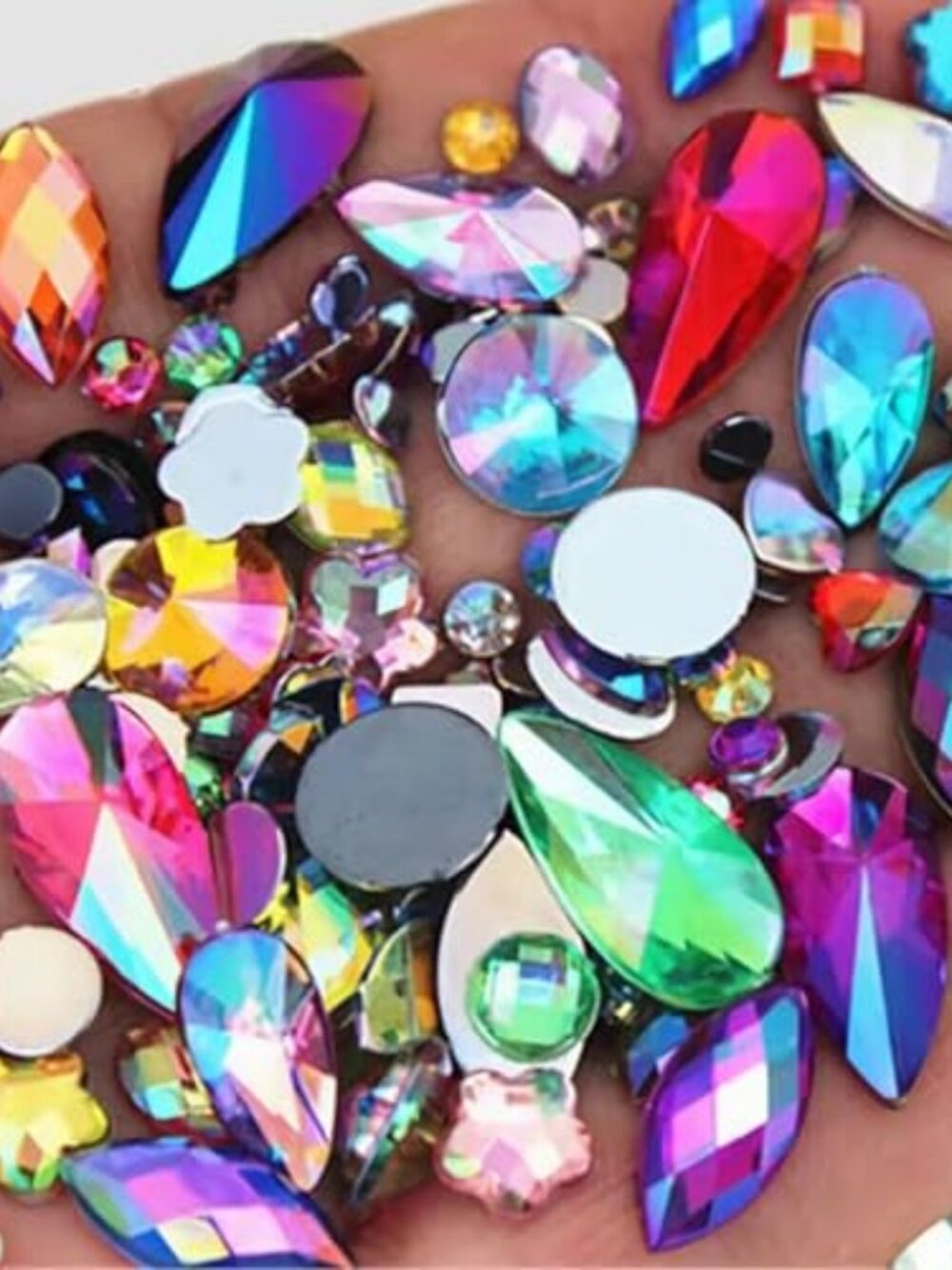 1000pcs AB Colorful Rhinestones Crystal Gems, Flatback Acrylic Gemstone Jewels
